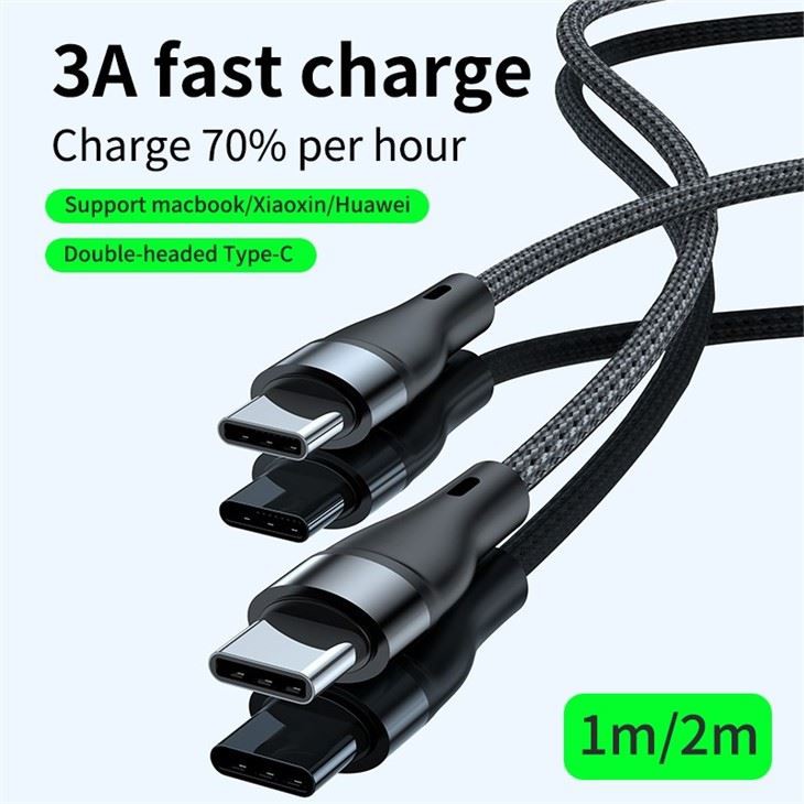PD 60W Fast Charging Connector Double Type-C Cable